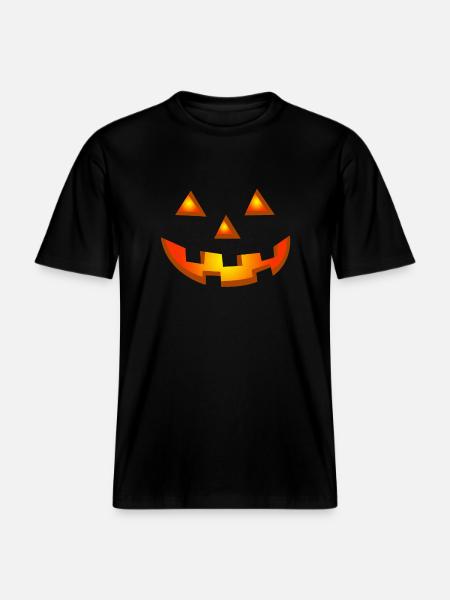 Happy Halloween Pumpkin Face - RELAXED FIT Unisex Organic T-Shirt - black