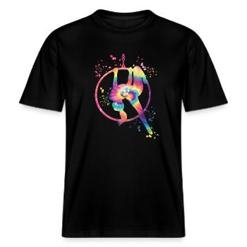 Aerialist Aerial Ring Lyra Luftring -  RELAXED FIT Unisex Organic T-Shirt - Schwarz - Vorne - Alina (178cm) & Michal (187cm)
