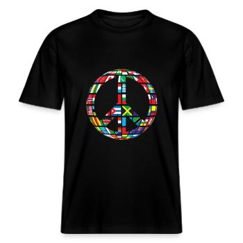 Paix dans le monde -  T-shirt unisexe RELAXED FIT en coton bio - noir - Devant - Alina (178cm) & Michal (187cm)