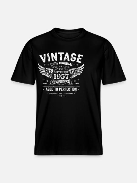 Né en Septembre 1957 - T-shirt unisexe RELAXED FIT en coton bio - noir