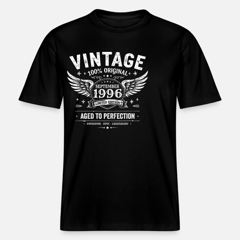 Né en Septembre 1996 -  T-shirt unisexe RELAXED FIT en coton bio - noir