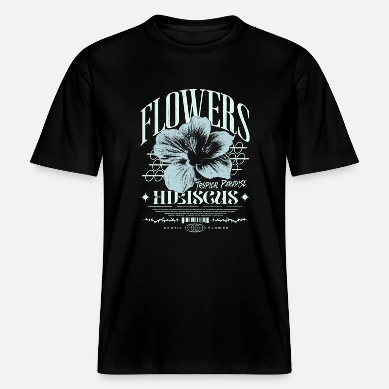 Fleur d’hibiscus Fleur d’hibiscus -  T-shirt unisexe RELAXED FIT en coton bio - noir