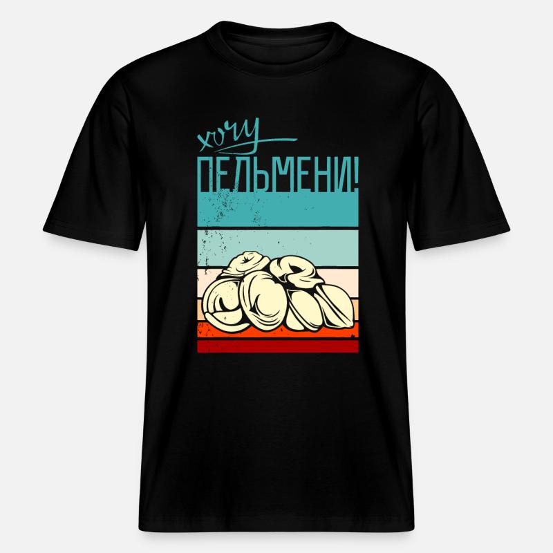 Graphique du drapeau Pelmeni -  T-shirt unisexe RELAXED FIT en coton bio - noir