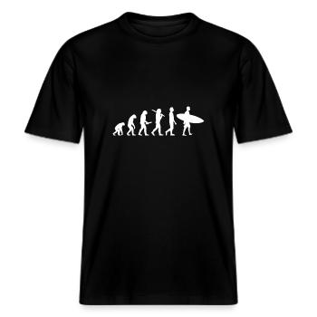 Surfen Surfer Evolution -  RELAXED FIT Unisex Organic T-Shirt - Schwarz - Vorne - Alina (178cm) & Michal (187cm)