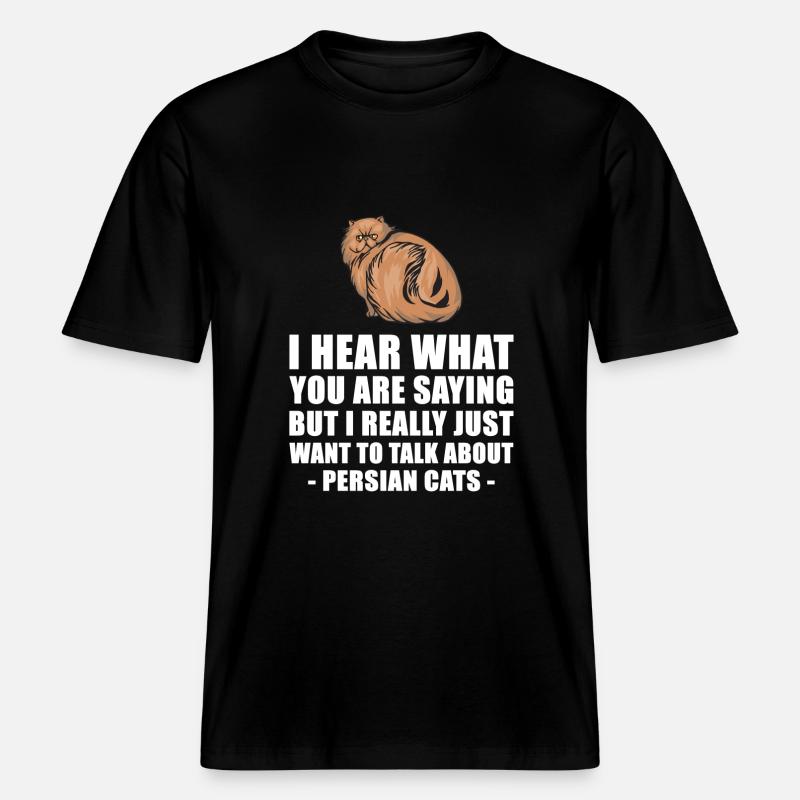 Chat persan mignon cadeau - T-shirt unisexe RELAXED FIT en coton bio - noir