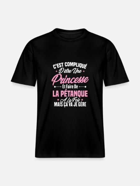 Princesse et pétanque - T-shirt unisexe RELAXED FIT en coton bio - noir