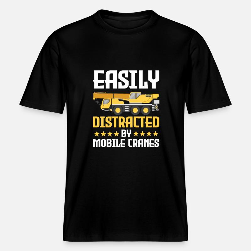 Drôle de grutier mobile -  T-shirt unisexe RELAXED FIT en coton bio - noir