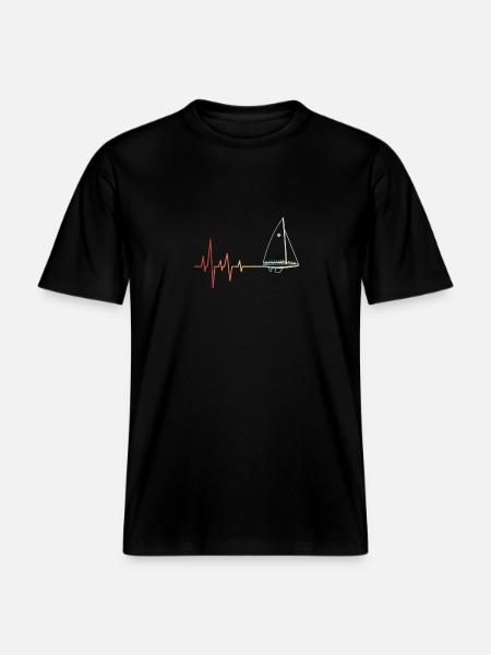 Sailing Heartbeat Retro -  RELAXED FIT Unisex Organic T-Shirt - black