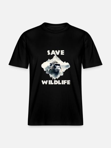 Save wildlife chimpanzee -  RELAXED FIT Unisex Organic T-Shirt - black