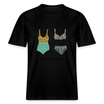 Arena, Sol y Besos -  RELAXED FIT Unisex Organic T-Shirt - black - Front - Alina (178cm) & Michal (187cm)