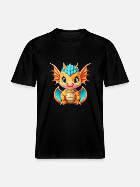 Drachen Blau Orange - RELAXED FIT Unisex Organic T-Shirt - Schwarz