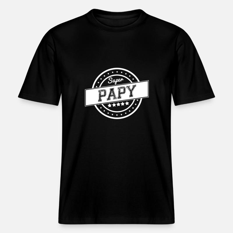Super papy - blanc -  T-shirt unisexe RELAXED FIT en coton bio - noir