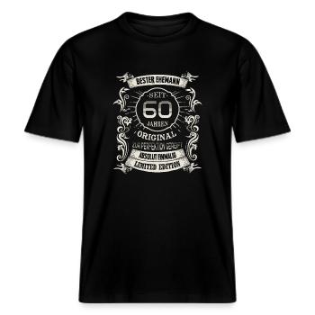 Seit 60 Jahren Ehemann Diamantene Hochzeit Ehe -  RELAXED FIT Unisex Organic T-Shirt - Schwarz - Vorne - Alina (178cm) & Michal (187cm)