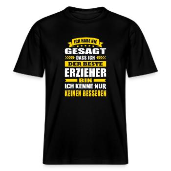 Ich Habe Nie Gesagt Der Beste Erzieher -  RELAXED FIT Unisex Organic T-Shirt - Schwarz - Vorne - Alina (178cm) & Michal (187cm)