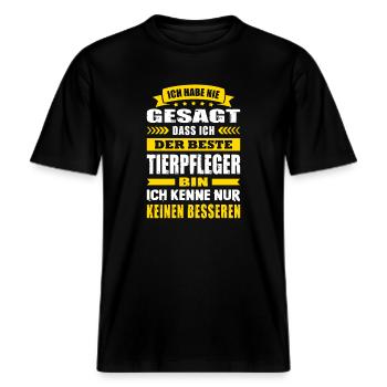 Ich Habe Nie Gesagt Der Beste Tierpfleger -  RELAXED FIT Unisex Organic T-Shirt - Schwarz - Vorne - Alina (178cm) & Michal (187cm)
