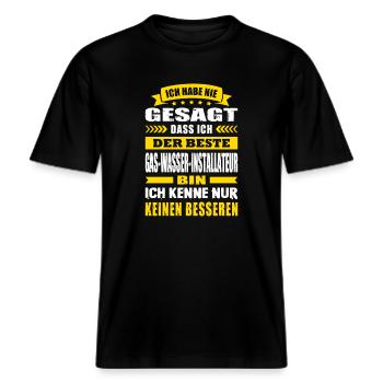 Der Beste Gas-Wasser-Installateur Meister -  RELAXED FIT Unisex Organic T-Shirt - Schwarz - Vorne - Alina (178cm) & Michal (187cm)