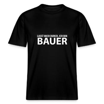 lasst mich durch, ich bin bauer -  RELAXED FIT Unisex Organic T-Shirt - Schwarz - Vorne - Alina (178cm) & Michal (187cm)