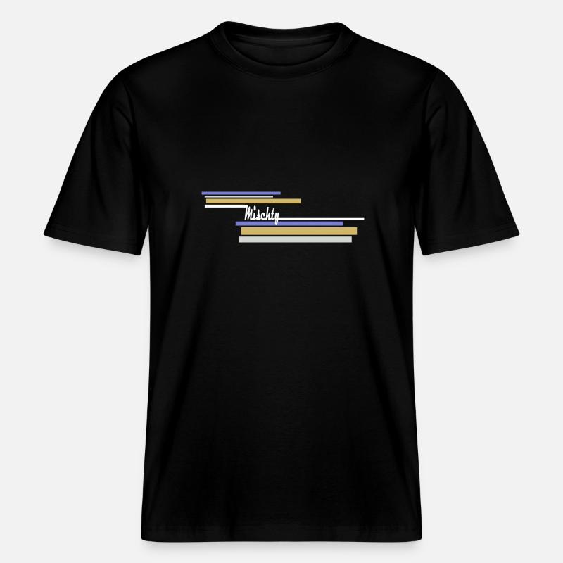 Mischty Longstripe White -  RELAXED FIT Unisex Organic T-Shirt - Schwarz