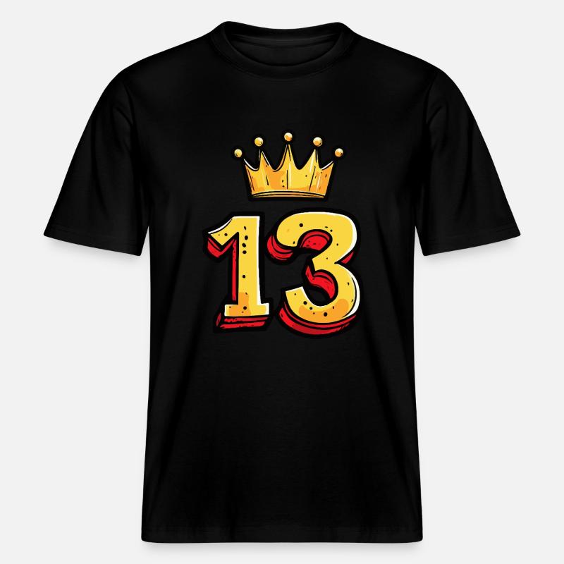 13 Numeron kruunu - RELAXED FIT Unisex Luomu T-paita - musta