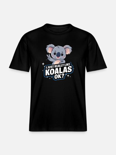 Koala Koala Koala Bear Animal -  RELAXED FIT Unisex Organic T-Shirt - black