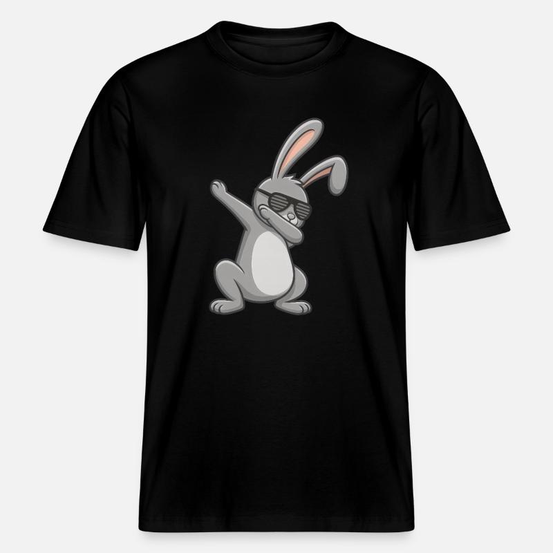 Lapin de Pâques Dab Pâques -  T-shirt unisexe RELAXED FIT en coton bio - noir