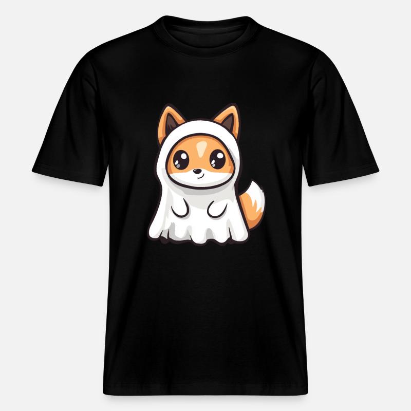 Fuchs Halloween Comic Geist -  RELAXED FIT Unisex Organic T-Shirt - Schwarz