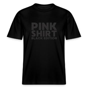 Pink Shirt - Black Edition T-Shirt -  RELAXED FIT Unisex Organic T-Shirt - Schwarz - Vorne - Alina (178cm) & Michal (187cm)