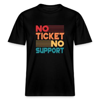 No Ticket No Support Informatiker IT Administrator -  RELAXED FIT Unisex Organic T-Shirt - Schwarz - Vorne - Alina (178cm) & Michal (187cm)