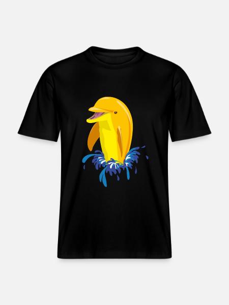 Dolphin yellow splashes -  RELAXED FIT Unisex Organic T-Shirt - black