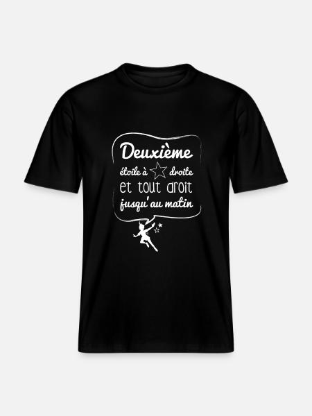 Deuxième étoile (blanc) -  T-shirt unisexe RELAXED FIT en coton bio - noir