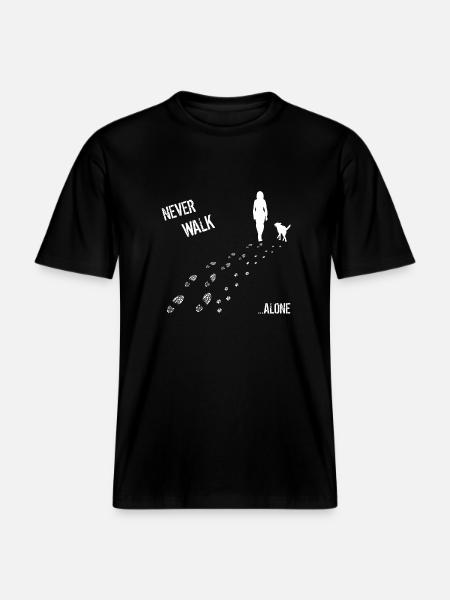 WOMAN & DOG NEVER WALK ALONE -  RELAXED FIT Unisex Organic T-Shirt - black