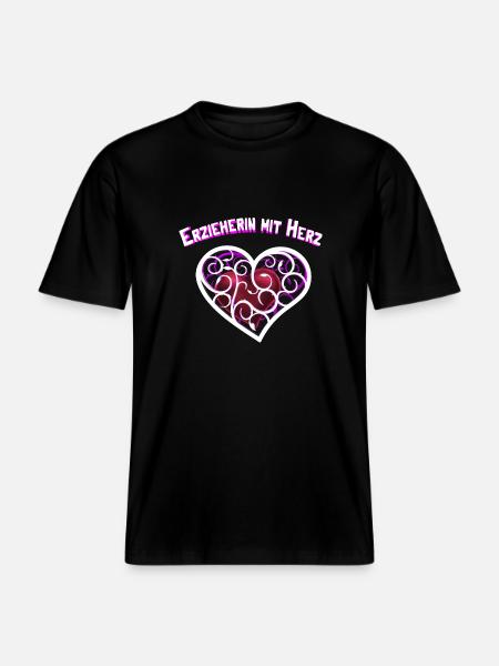 Erzieherin mit Herz -  RELAXED FIT Unisex Organic T-Shirt - Schwarz