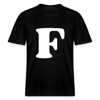 Lettre f -  T-shirt unisexe RELAXED FIT en coton bio - noir - Devant - Alina (178cm) & Michal (187cm)