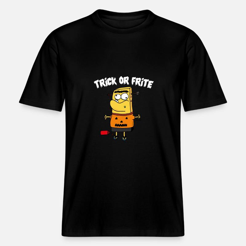 TRICK ODER POMMES WEISS -  RELAXED FIT Unisex Organic T-Shirt - Schwarz
