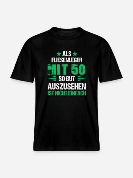 With 50 good-looking tiler - RELAXED FIT Unisex Organic T-Shirt - black