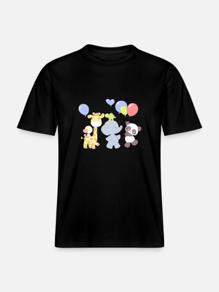 Little Panda Party - RELAXED FIT Unisex Organic T-Shirt - black