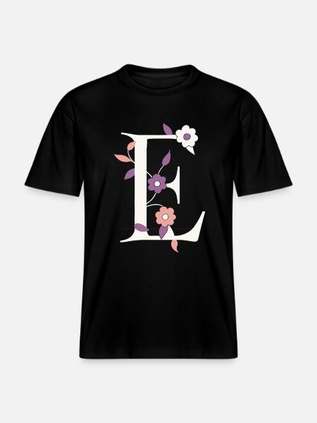 Letter E Monogram Retro - RELAXED FIT Unisex Organic T-Shirt - black
