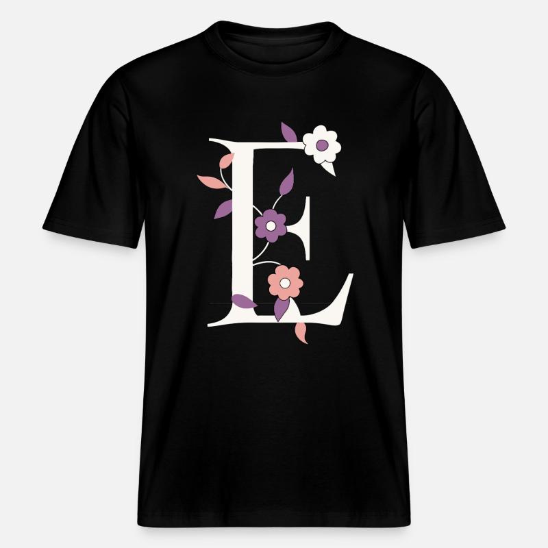 Lettre E Monogramme Rétro -  T-shirt unisexe RELAXED FIT en coton bio - noir