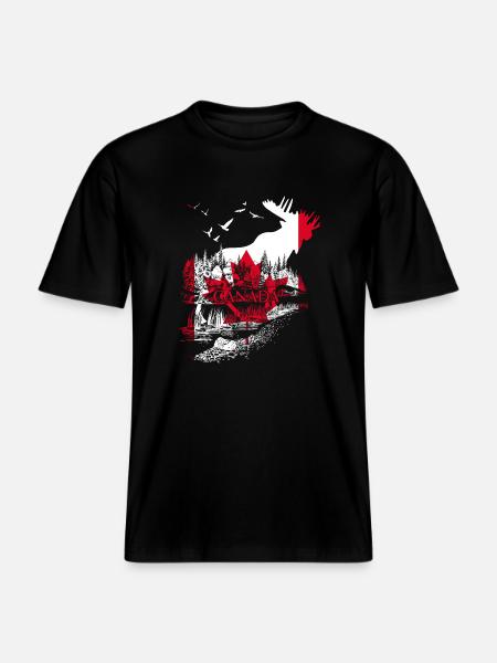 ELCH KANADA FLAGGE URLAUB - RELAXED FIT Unisex Organic T-Shirt - Schwarz