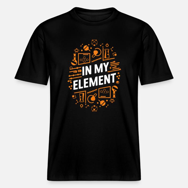Chimiste Chimie Science Molécule d’atome -  T-shirt unisexe RELAXED FIT en coton bio - noir