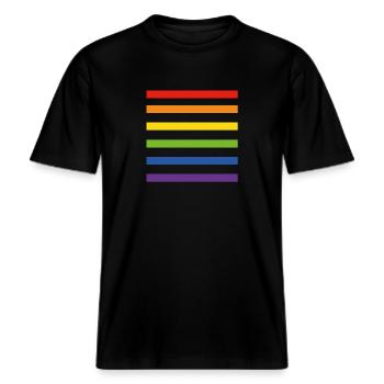Drapeau arc-en-ciel -  T-shirt unisexe RELAXED FIT en coton bio - noir - Devant - Alina (178cm) & Michal (187cm)