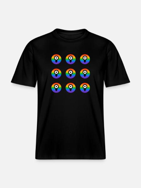 Feminist Icons - Rainbow Flag - RELAXED FIT Unisex Organic T-Shirt - black