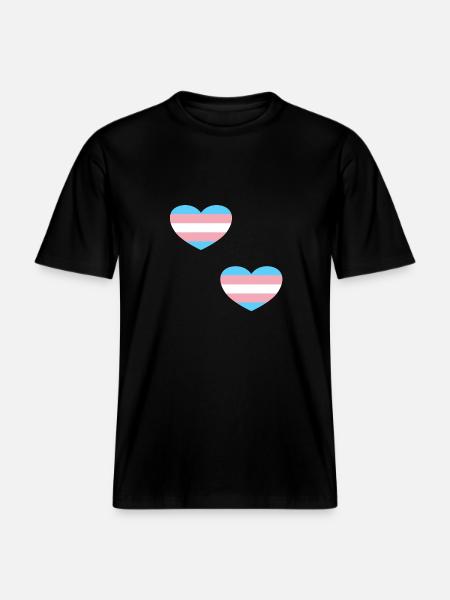 Coeurs de drapeau trans -  T-shirt unisexe RELAXED FIT en coton bio - noir
