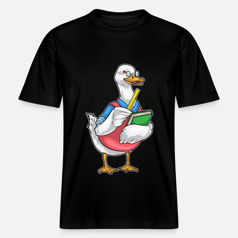 Duck Math Teacher Ruler -  RELAXED FIT Unisex Organic T-Shirt - black