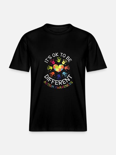 It's ok to be different - Autism Awareness - Unisex ekologisk T-shirt med avslappnad passform - svart