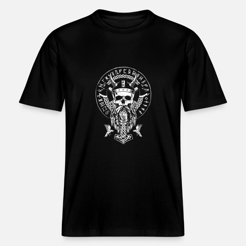 Okklutismus Wikinger Schädel Keltisch Germanisch -  RELAXED FIT Unisex Organic T-Shirt - Schwarz