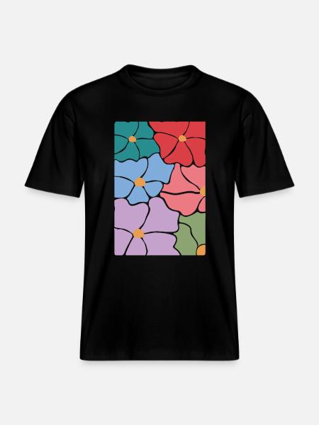 Boho Flora Flowers -  RELAXED FIT Unisex Organic T-Shirt - black