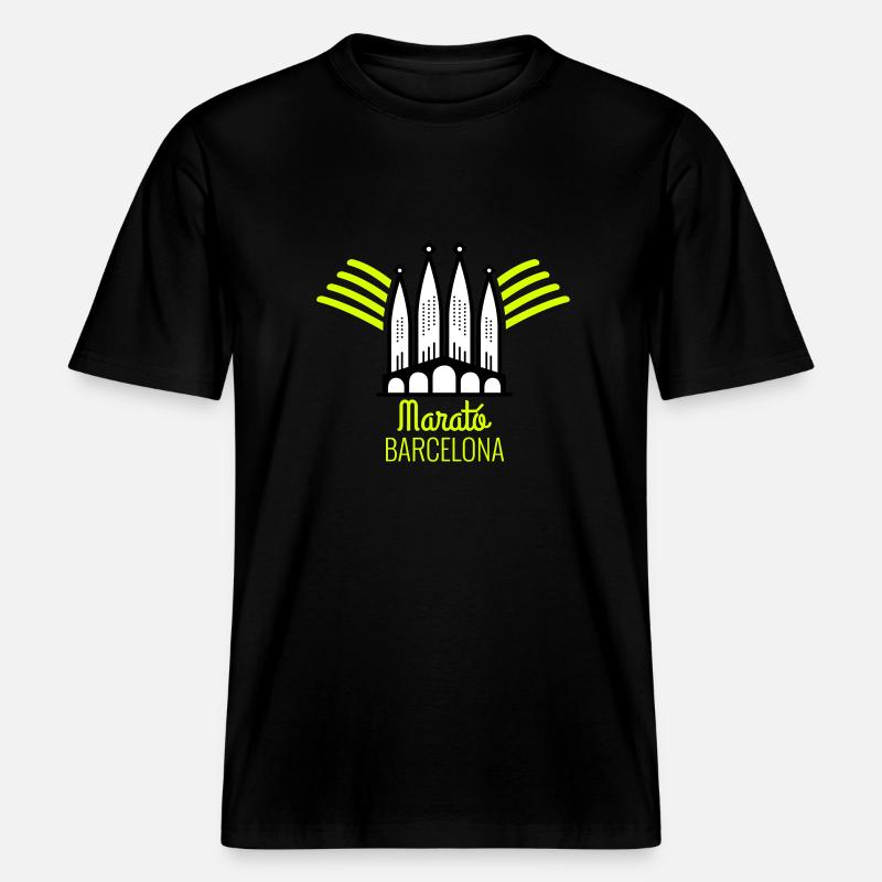 marathon de Barcelone -  T-shirt unisexe RELAXED FIT en coton bio - noir
