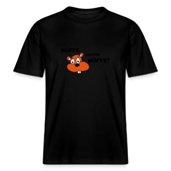 Nüffe was für Nüffe? -  RELAXED FIT Unisex Organic T-Shirt - Schwarz - Vorne - Alina (178cm) & Michal (187cm)