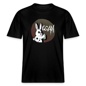 Rabbit -  RELAXED FIT Unisex Organic T-Shirt - Schwarz - Vorne - Alina (178cm) & Michal (187cm)